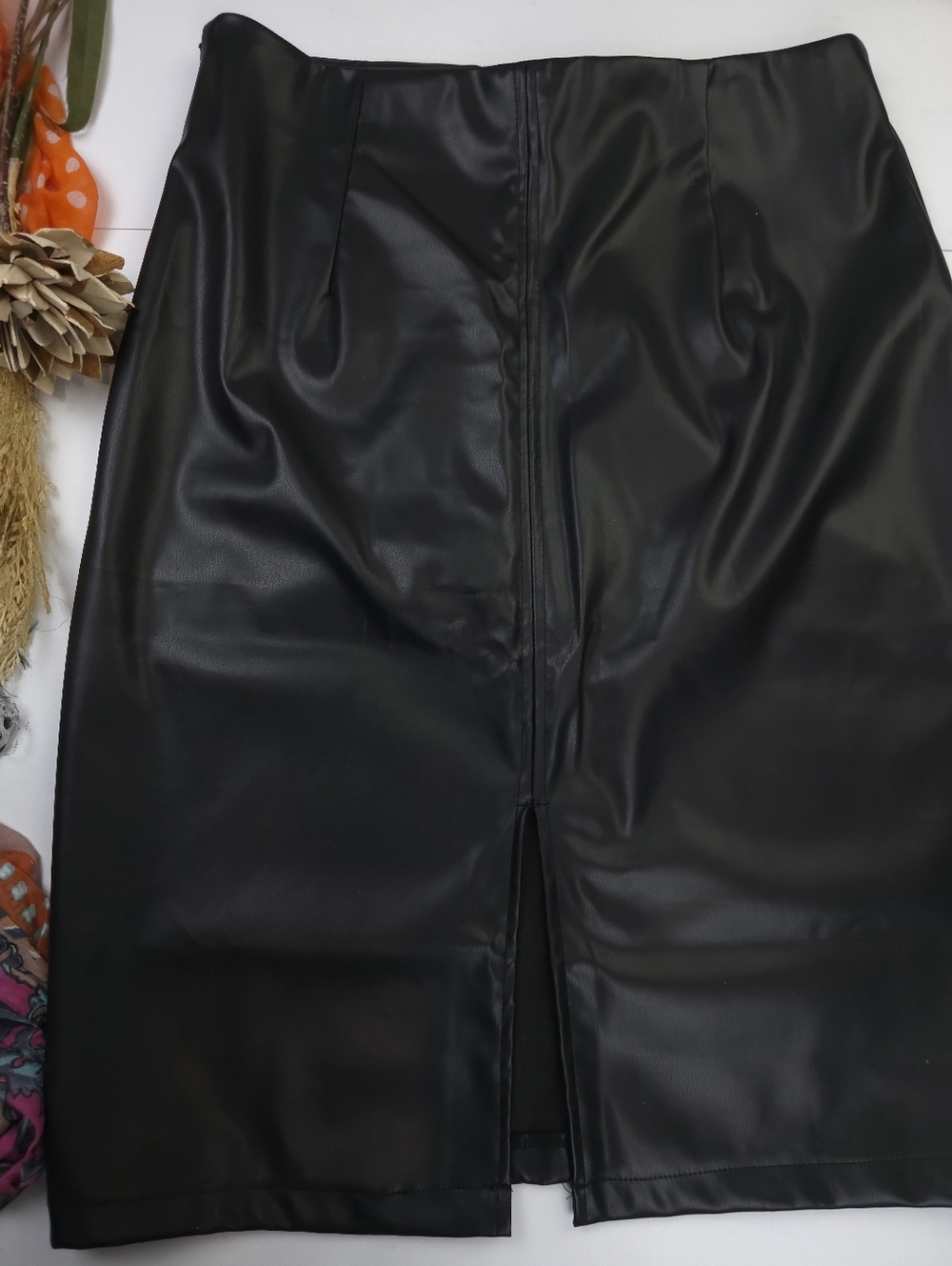 Ranlege Black Faux Leather Skirt Sz L - Picture 6 of 6